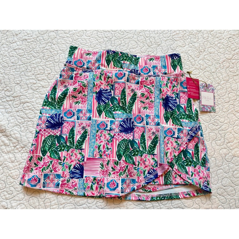 Stella Parker‎ Skort Womens Small Capri Tropical Floral Pink Blue UPF 50